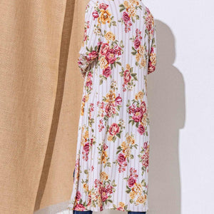 And The Why Floral Kimono Open Front Longline Cardigan