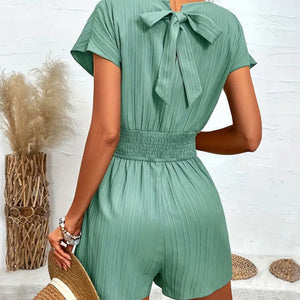 Tied Surplice Short Sleeve Romper