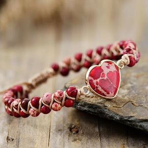 Handmade Heart Shape Natural Stone Bracelet