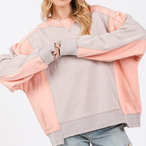 SAGE + FIG Color Block Round Neck Sweatshirt