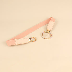 Double Ring Buckle Elastic PU Belt