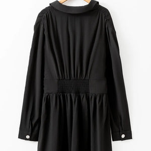 Ruched Button Up Long Sleeve Dress