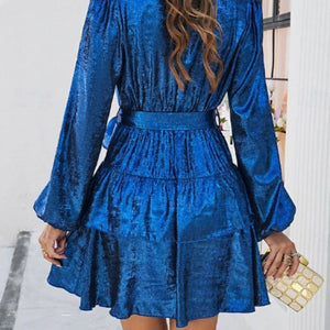 Tied Surplice Long Sleeve Dress