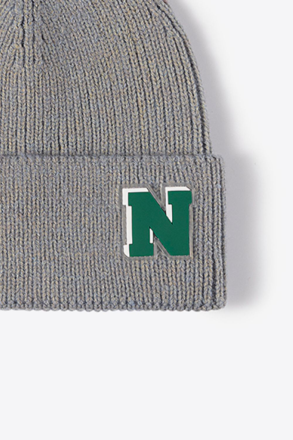 Letter N Patch Cuffed Knit Beanie