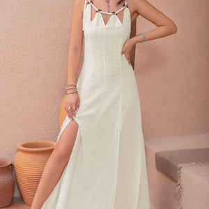 Swiss Dot Cutout Sleeveless Maxi Dress