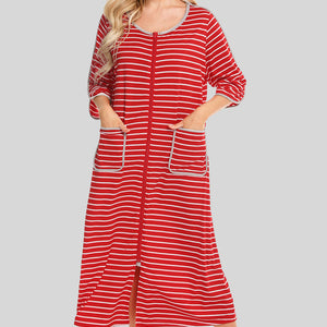 Round Neck Three-Quarter Sleeve Midi Night Dress