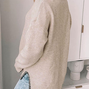 Perfee Round Neck Long Sleeve Sweater