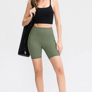 Wide Waistband Sports Shorts with Pockets