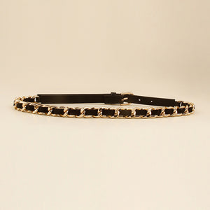 PU Chain Skinny Belt