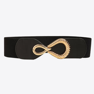 Ribbed Alloy Buckle Elastic Belt