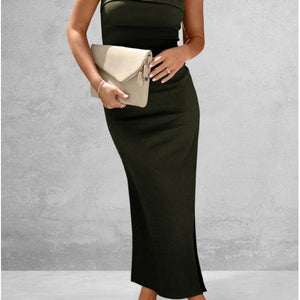 Slit Tube Midi Dress