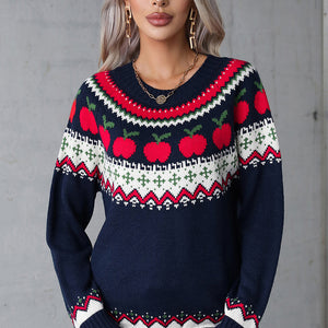 Angel Wings Graphic Round Neck Long Sleeve Sweater