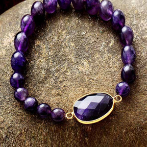 Handmade Amethyst Beaded Bracelet