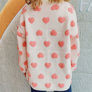 Heart Button Up Long Sleeve Cardigan