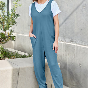 Double Take Full Size Sleeveless Straight Jumpsuit