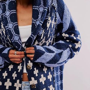 Cross Graphic Button Up Long Sleeve Cardigan