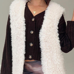 Fuzzy Open Front Vest Coat