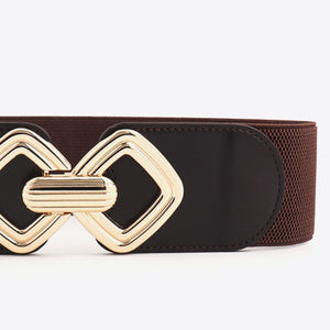 Geometric Buckle Elastic Wide Belt