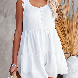 Full Size Ruffled Scoop Neck Sleeveless Romper