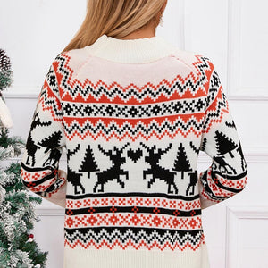 Angel Wings Reindeer Round Neck Long Sleeve Sweater