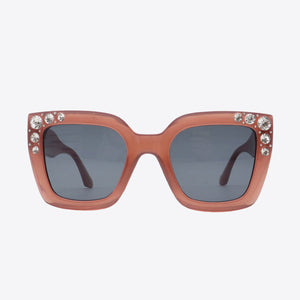 Inlaid Rhinestone Polycarbonate Sunglasses