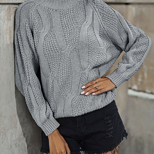 Rib-Knit Mock Neck Sweater