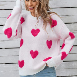 Angel Wings Heart Round Neck Long Sleeve Sweater