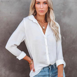 Button Down Collared Neck Long Sleeve Shirt