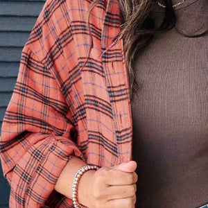 Full Size Plaid Collared Neck Long Sleeve Shirt