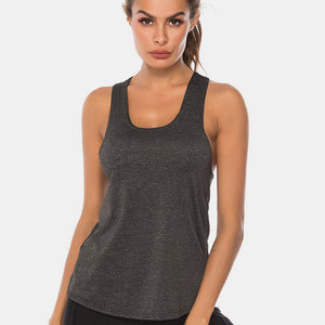 Full Size Scoop Neck Wide Strap Active Tank