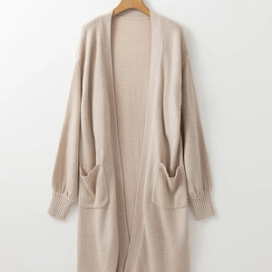 Pocketed Open Front Long Sleeve Cardigan