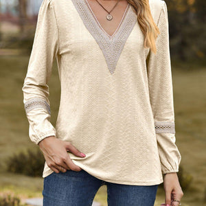 V-Neck Long Sleeve Blouse