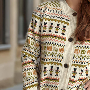 Graphic Button Down Long Sleeve Cardigan