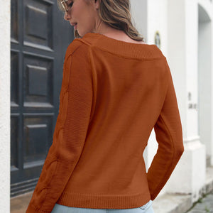 Cable-Knit Long Sleeve Sweater