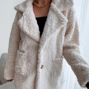 Fuzzy Open Front Long Sleeve Coat