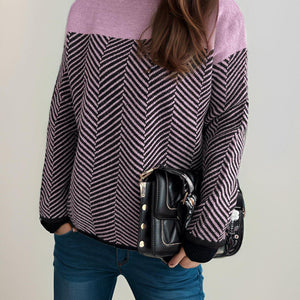 Contrast Turtleneck Long Sleeve Sweater