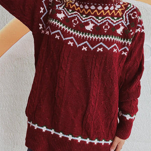 Cable-Knit Mock Neck Long Sleeve Sweater