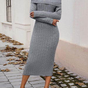 Devine Off-Shoulder Long Sleeve Wrap Dress