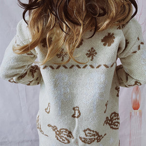 HAPPY Round Neck Long Sleeve Sweater