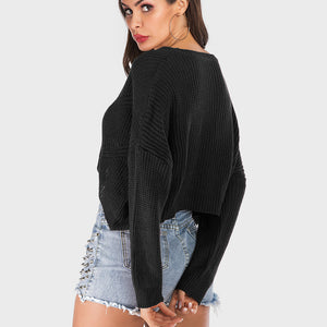 Perfee V-Neck Long Sleeve Sweater