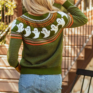 Ghost Round Neck Long Sleeve Sweater