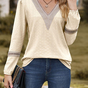 V-Neck Long Sleeve Blouse