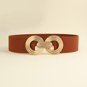 Geometric Buckle Elastic Wide Belt