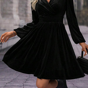 Surplice Long Sleeve Mini Dress