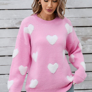 Angel Wings Heart Round Neck Long Sleeve Sweater