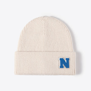 Letter N Patch Cuffed Knit Beanie