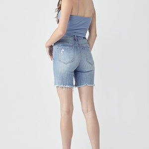 RISEN High Rise Distressed Denim Shorts