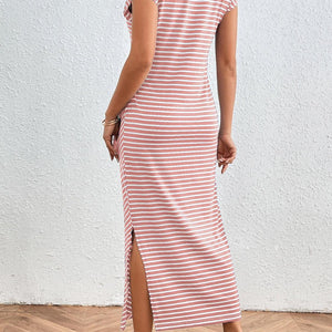 Honey Tied Striped Round Neck Short Sleeve Tee Dress