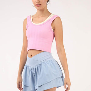 VERY J V-Shaped High Waist Layered Active Shorts