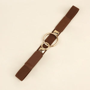 Double Ring Buckle Elastic PU Belt